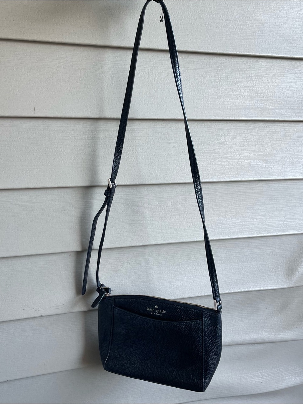 Kate Spade NY Monica Crossbody Shoulder Bag Black Pebbled Leather